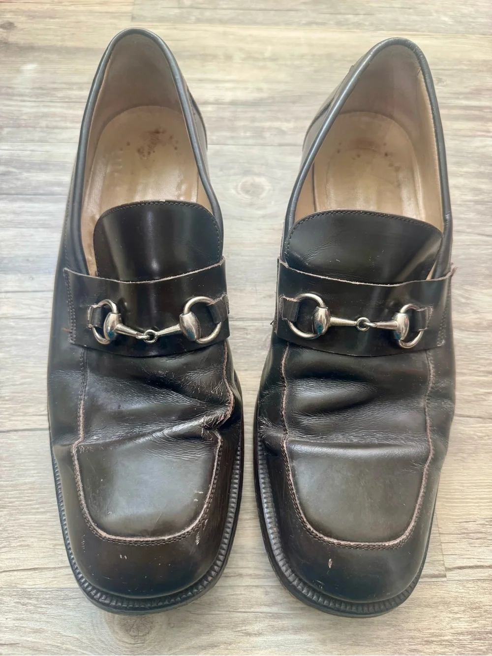 Gucci Horsebit Brown Leather Loafers Size 10D Made in Italy Mens
